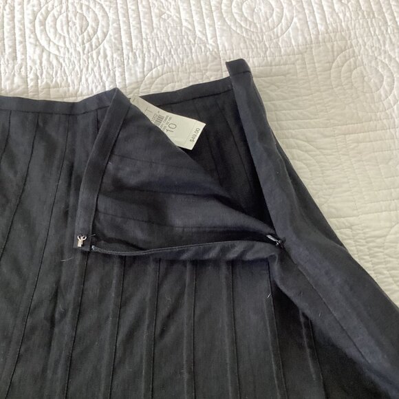 NWT Ann Taylor LOFT Pleated 100% Linen Black Skirt Size 10 - Picture 8 of 10